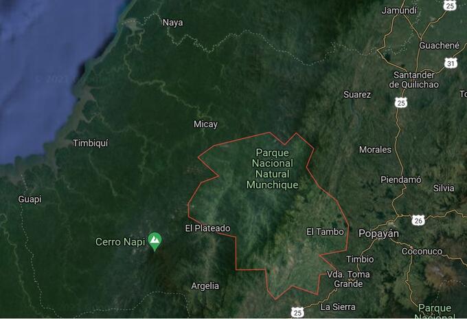 Mapa del pacífico caucano