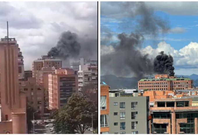 Fuerte incendio en calle 100 con Autonorte