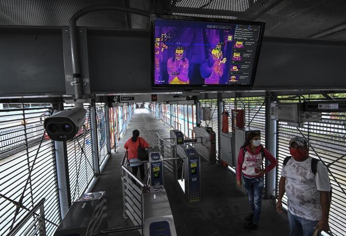 Estación de Transmilenio, en Bogotá