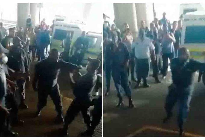 Policía atacó a sus compañeros a lo kung-fu panda Policía atacó a sus compañeros a lo kung-fu panda