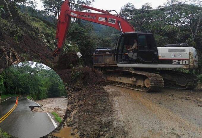 Derrumbe en la vía