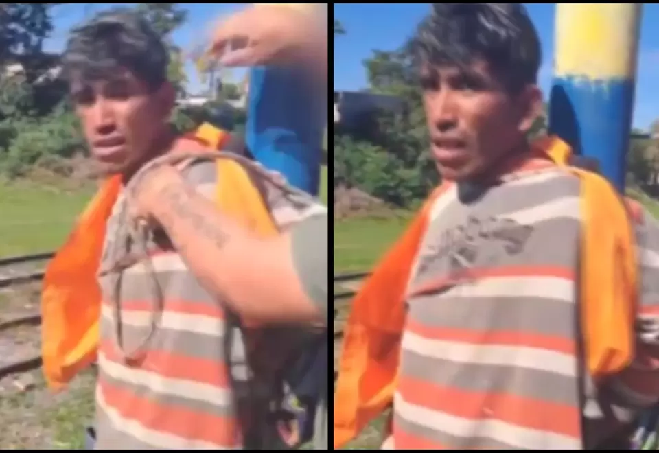 Ladrón que robó a estudiantes de primaria con cuchillo fue amarrado a un poste