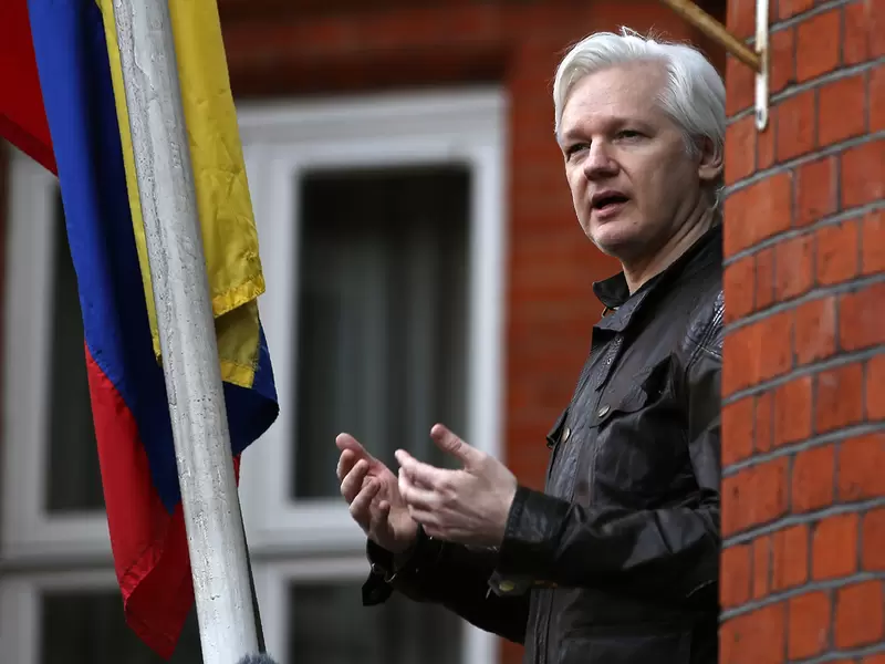 Julian Assange, fundador de Wikileaks, en la Embajada de Ecuador en Londres