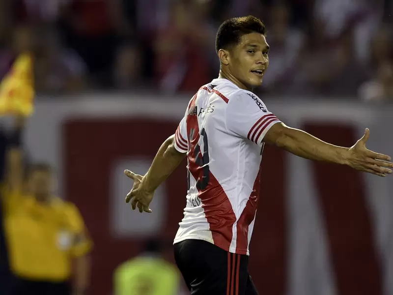 Teo Gutiérrez en su tiempo como jugador de River Plate Teo Gutiérrez en su tiempo como jugador de River Plate