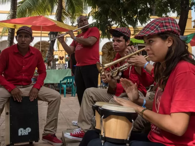Músicos colombianos en Mompox (Bolívar)