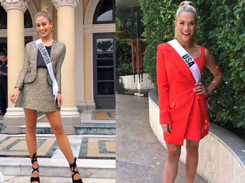 Miss Estados Unidos y Miss Colombia Ambas candidatas se burlaron de su compañera por no hablar inglés.