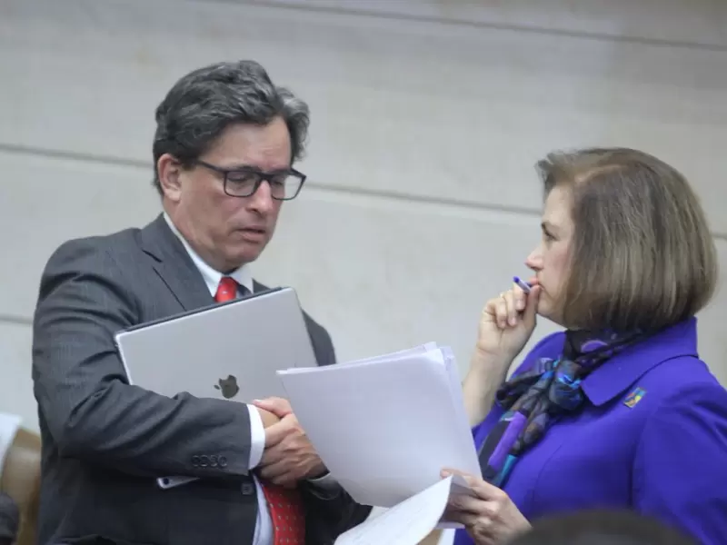 El ministro de Hacienda, Alberto Carrasquilla (izq.), en el Congreso.