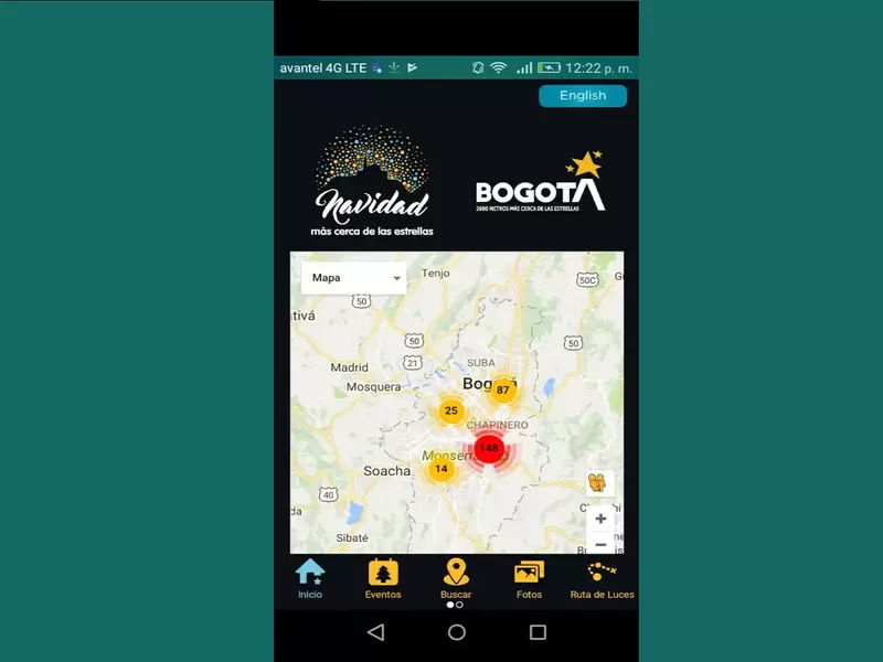 Así se ve la app del distrito para Navidad