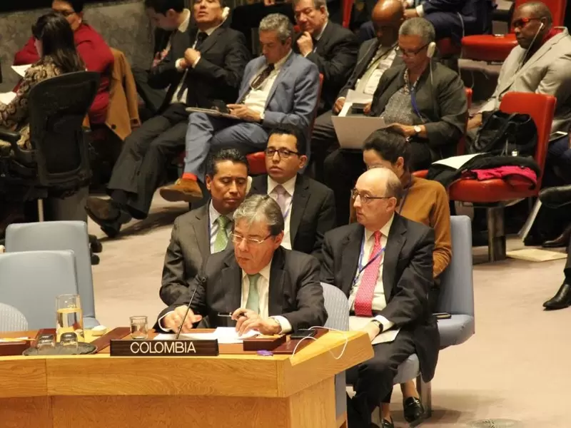 Canciller colombiano, Carlos Holmes Trujillo en el Consejo de Seguridad de la ONU
