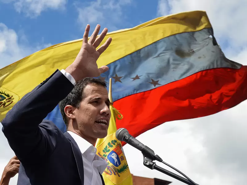 Juan Guaidó, autoproclamado presidente interino de Venezuela, en Caracas