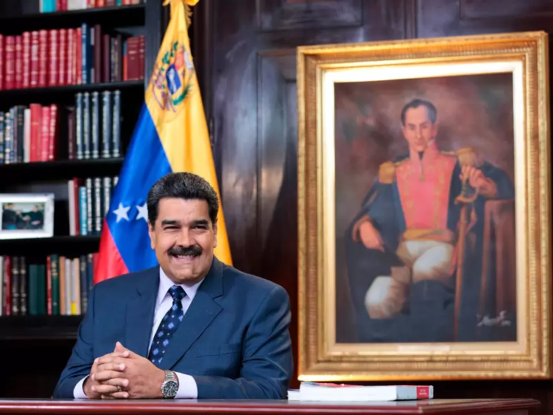 Nicolás Maduro, presidente de Venezuela, en el Palacio de Miraflores, en Caracas