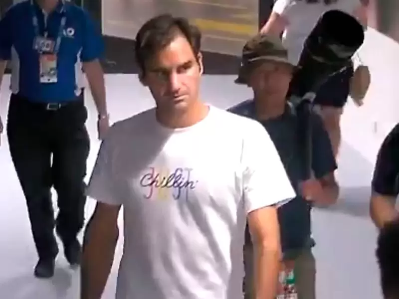 Roger Federer, momentos antes de llegar a su camerino en el Melbourne Park