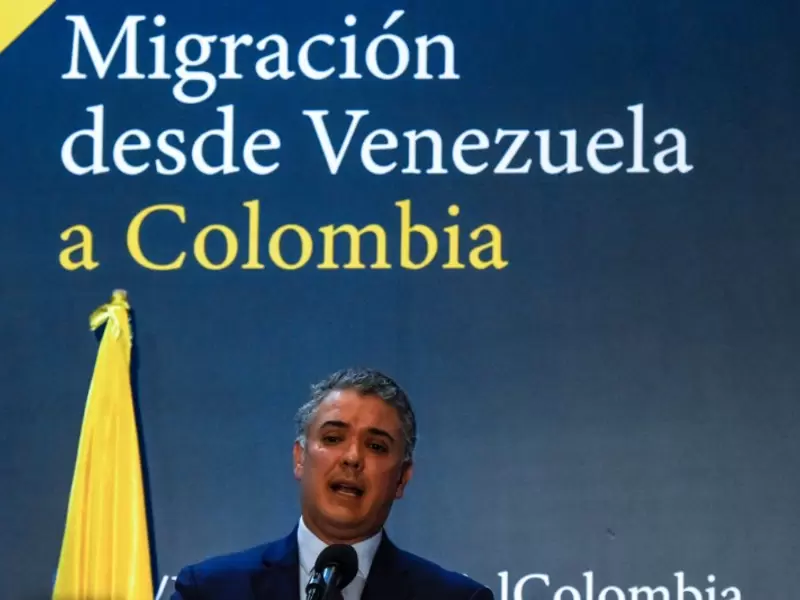 Iván Duque durante presentación de informe al Banco Mundial sobre Venezuela