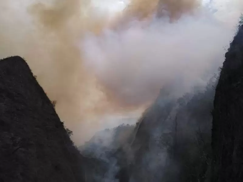 Bomberos de Cundinamarca trabajan en incendio forestal
