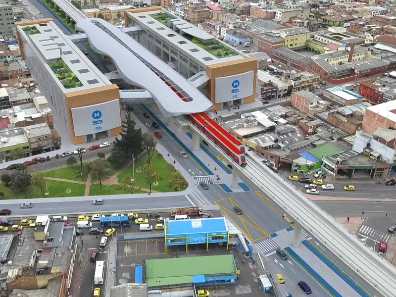 Render metro de Bogotá sector Nariño