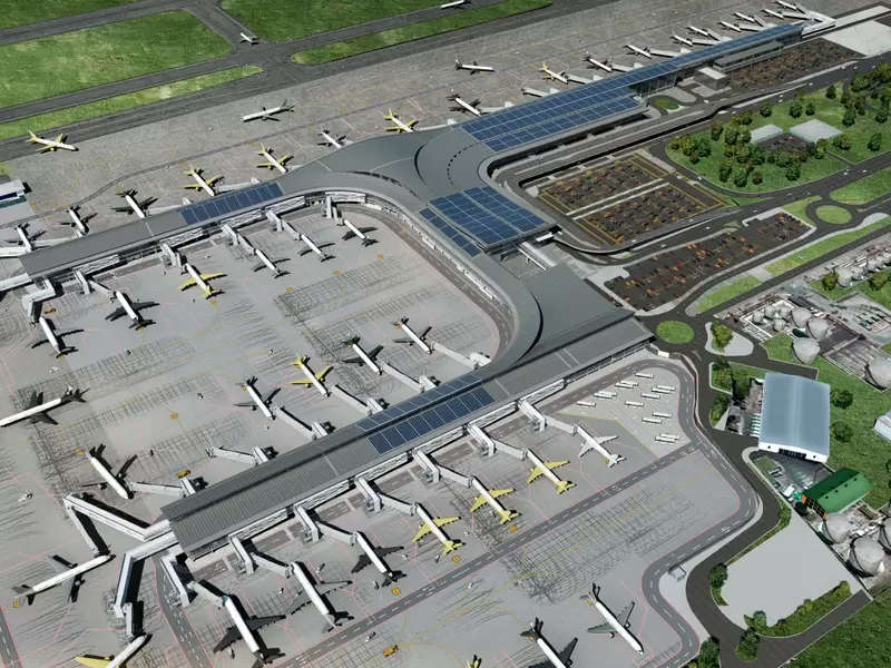 Los páneles solares del Aeropuerto El Dorado, con sistema de resistencia que le permite soportar fuertes ráfagas de viento