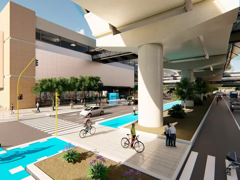 Render metro de Bogotá en una de sus estaciones