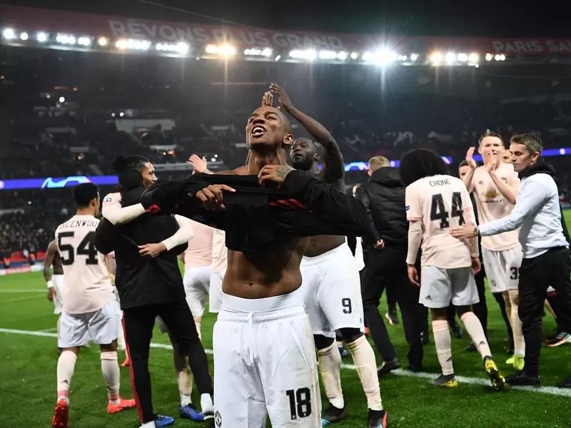 Manchester United celebrando la clasificación. Manchester United celebrando la clasificación.