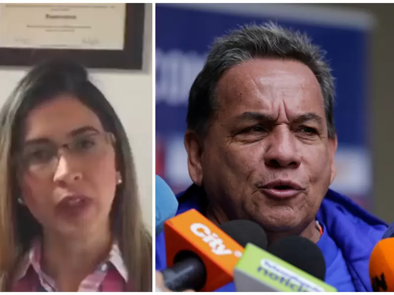 Carolina Rozo, exfisioterapeuta de la Selección Colombia Sub-17 femenina, y el técnico Didier Luna