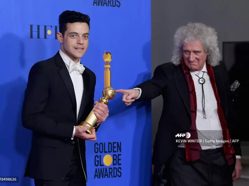 Rami Malek y el guitarrista de Queen, Brian May Rami Malek y el guitarrista de Queen, Brian May