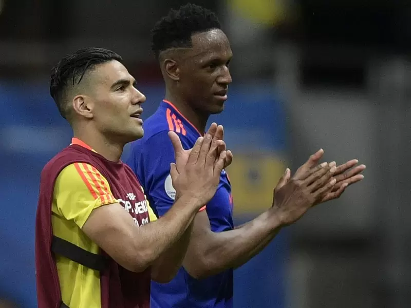 Radamel Falcao y Yerry Mina, futbolistas colombianos Radamel Falcao y Yerry Mina, futbolistas colombianos