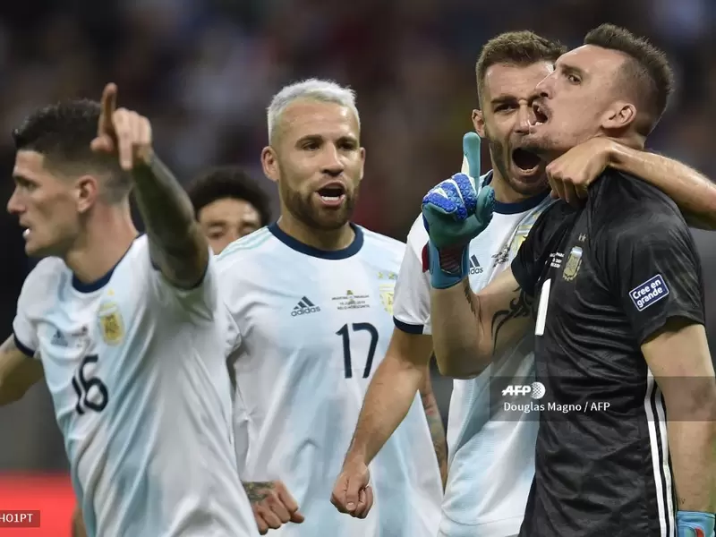 Franco Armani con sus compañeros de la selección de Argentina Franco Armani con sus compañeros de la selección de Argentina