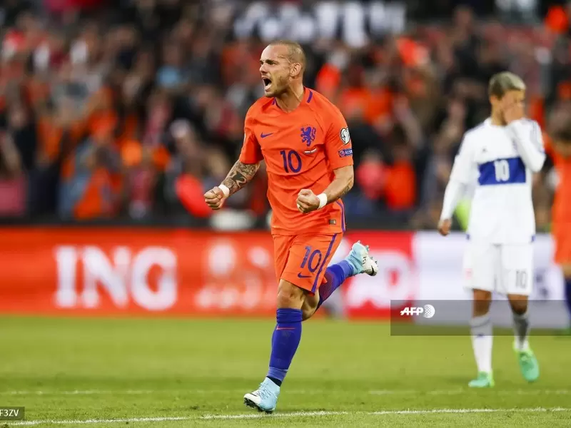 Wesley Sneijder con la camiseta de la selección de Holanda Wesley Sneijder con la camiseta de la selección de Holanda