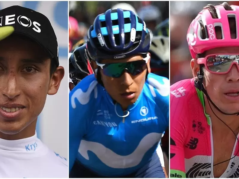 Egan Bernal, Nairo Quintana y Rigoberto Urán