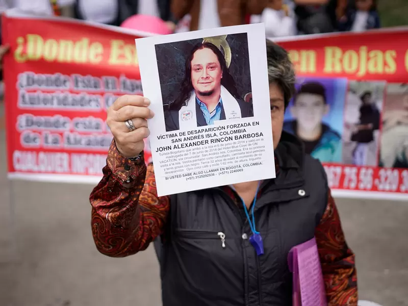 La denominada Marcha de los desaparecidos en Colombia, el primero de septiembre de 2018 en Bogotá