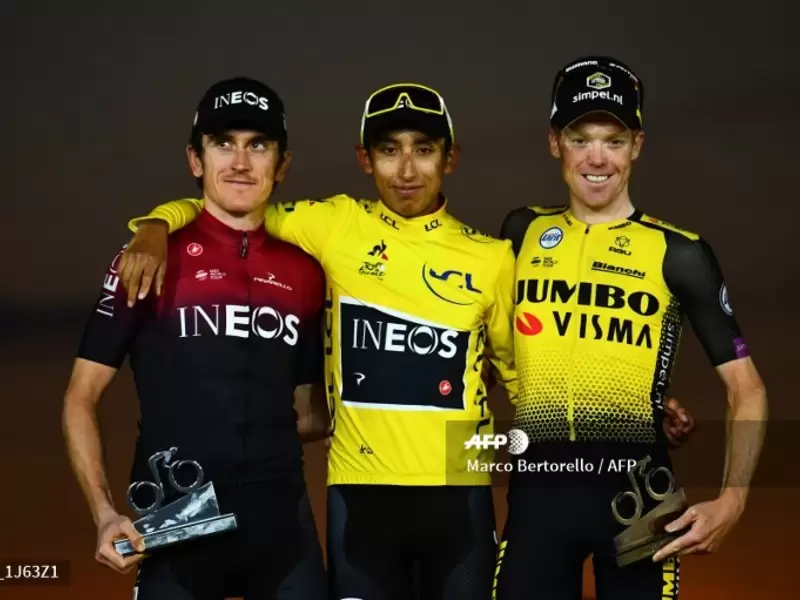Tour de Francia - podio Egan Bernal campeón Tour de Francia