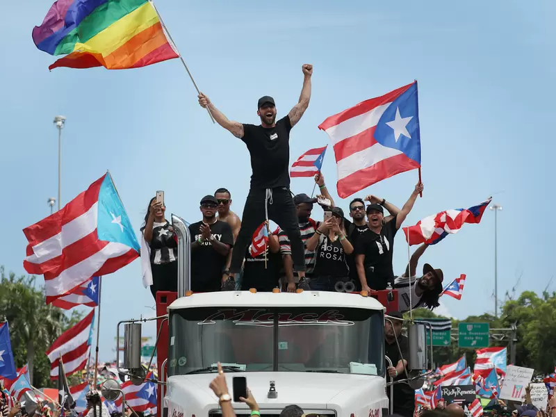 Ricky Martin en protestas en Puerto Rico