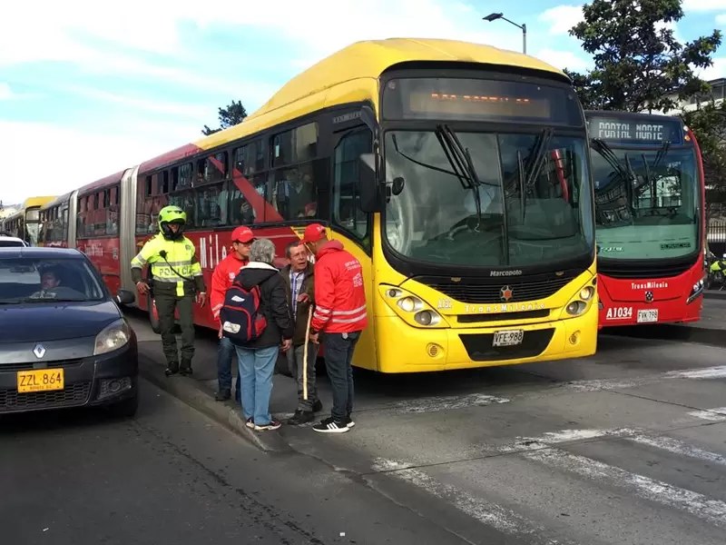 Bloqueo de Transmilenio, por parte de usuarios de Capital Salud.