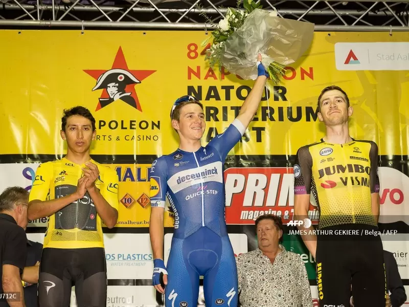 Remco Evenepoel y Egan Bernal en Bélgica