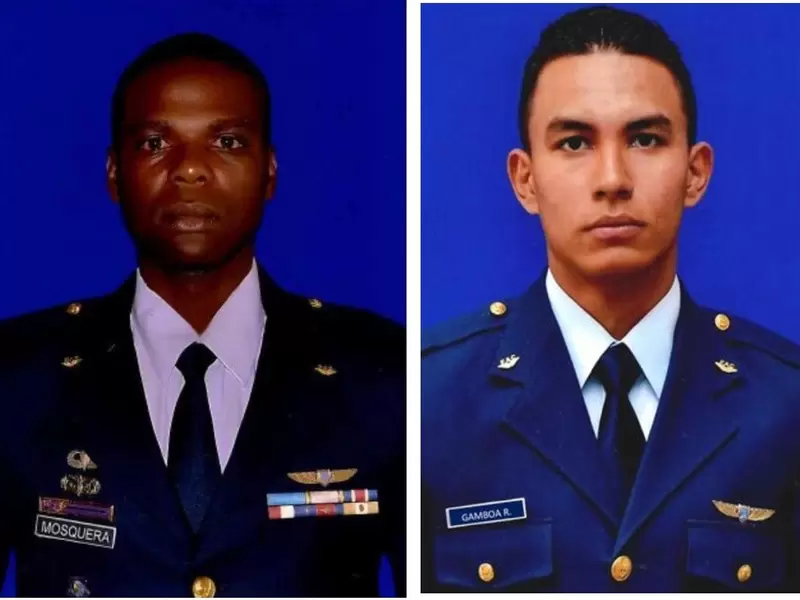 Jesús Mosquera y Sebastián Gamboa, militares de la FAC que murieron en Medellín.