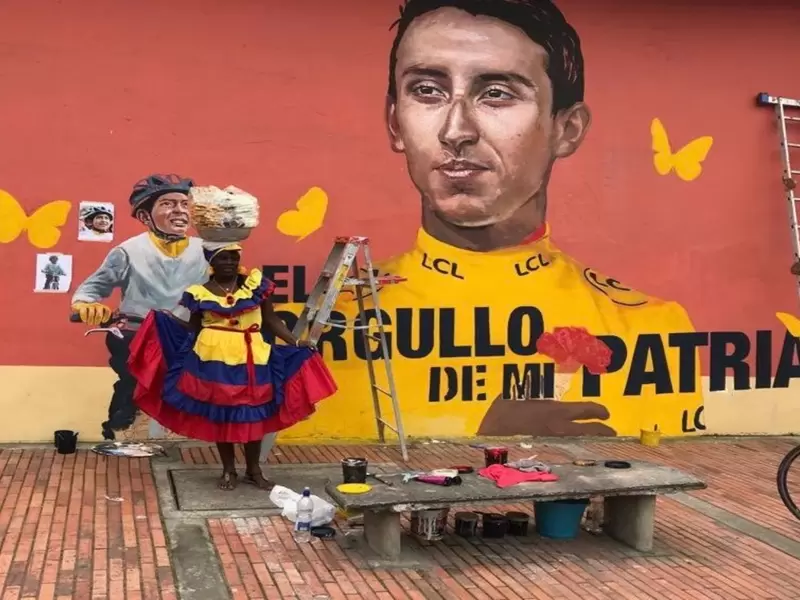 Muro en Zipaquirá en honor a Egan Bernal