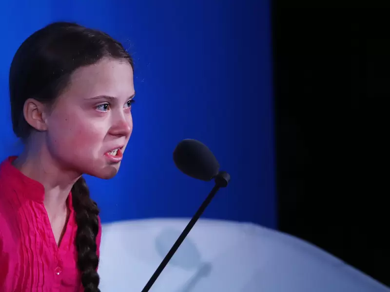 Greta Thunberg habla en la sede de Naciones Unidas, en Nueva York.