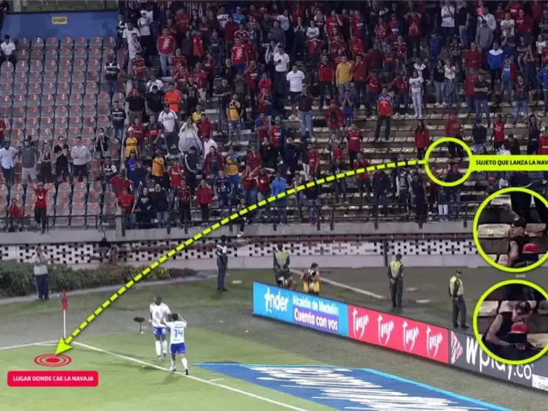 Hincha de Medellín lanzó un arma blanca a la cancha.