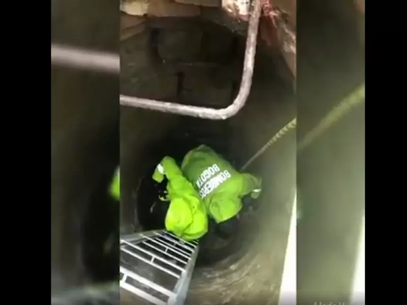 Rescate de perro en alcantarilla