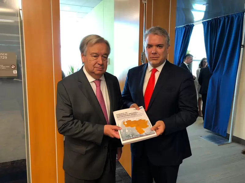 Presidente Iván Duque con el secretario general de la ONU, Antonio Guterres