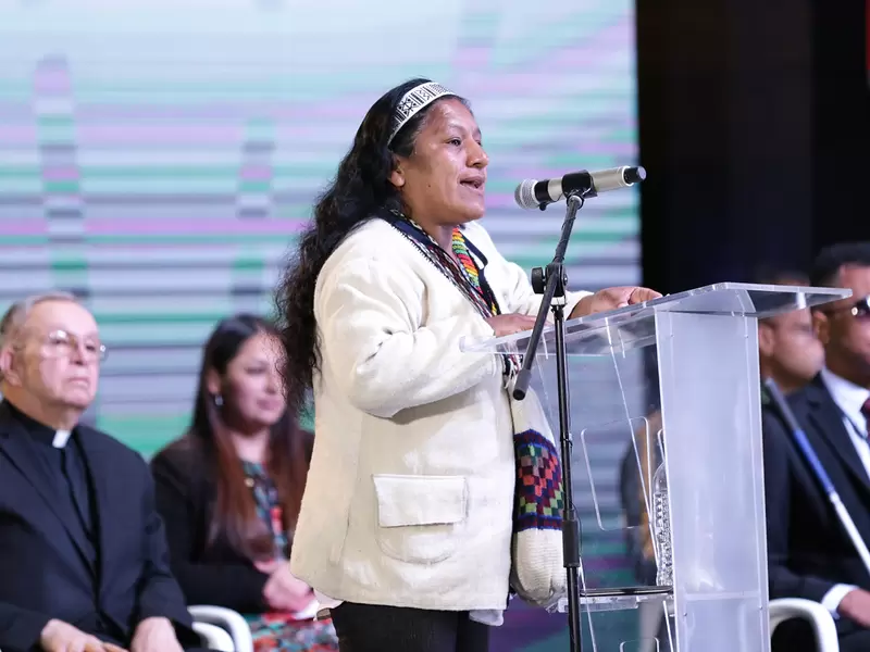 Aída Quilcué, consejera de Derechos Humanos de la Organización Nacional Indígena de Colombia (ONIC)