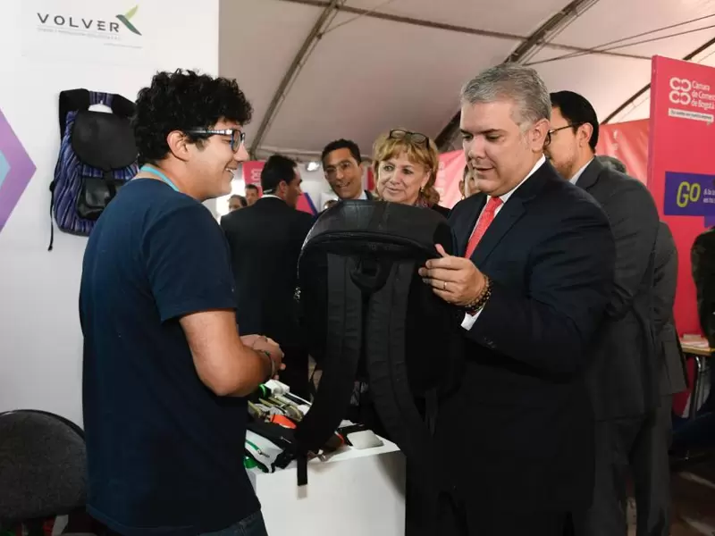 Presidente Iván Duque, durante feria de emprendimiento en Bogotá
