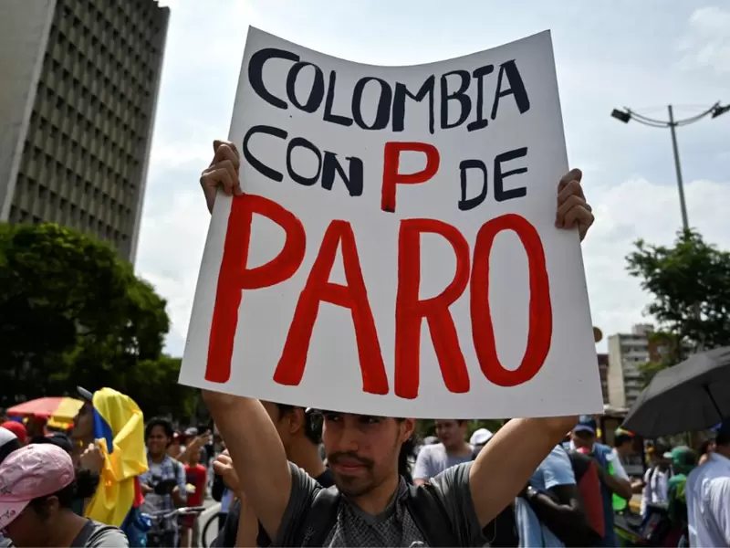 Manifestante en Cali del paro nacional.