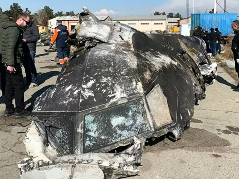 Restos del avión ucraniano derribado por Irán.