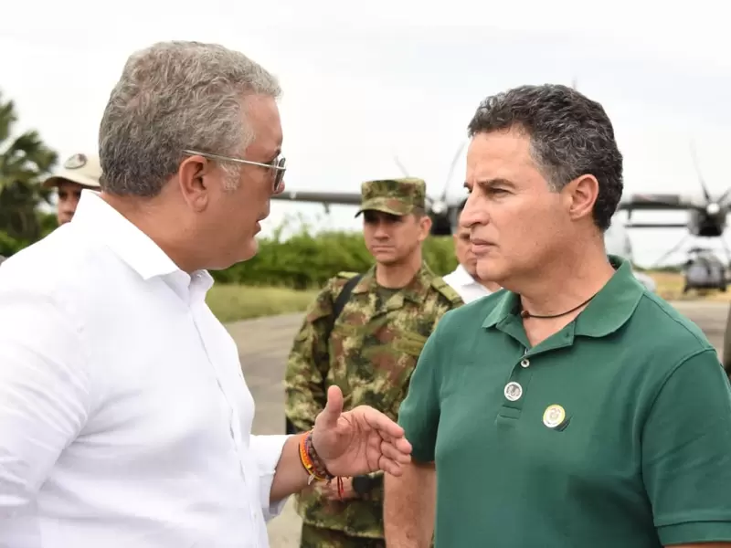 El presidente Iván Duque y el gobernador de Antioquia, Aníbal Gaviria