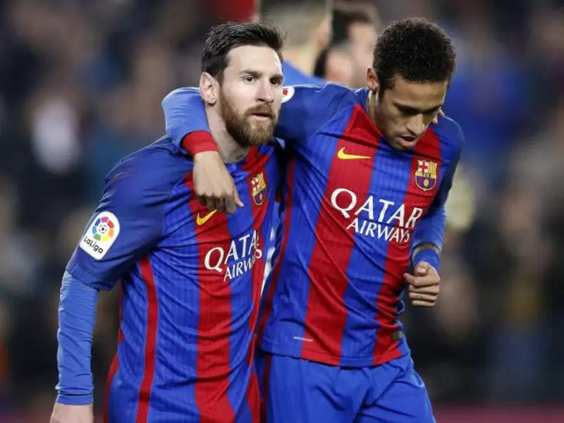 Messi y Neymar jugando en el Barcelona