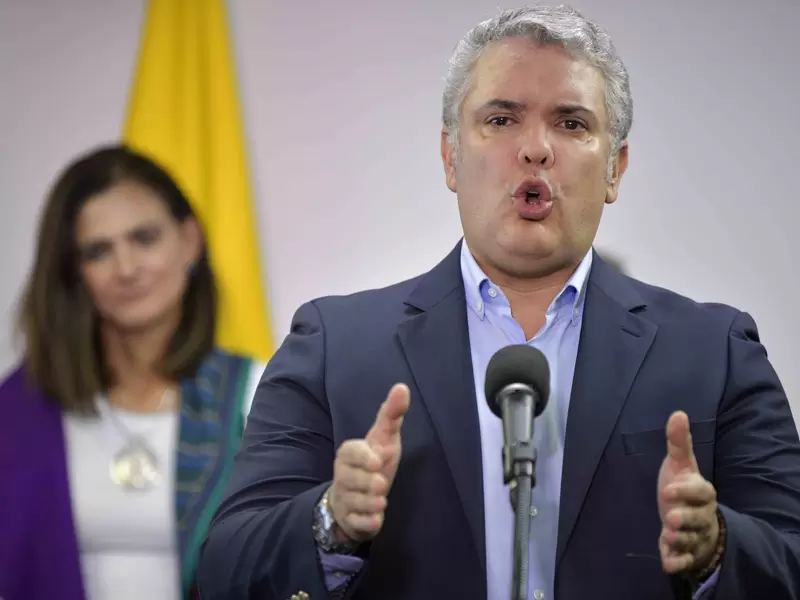 Presidente Iván Duque, haciendo anuncios desde la Casa de Nariño.