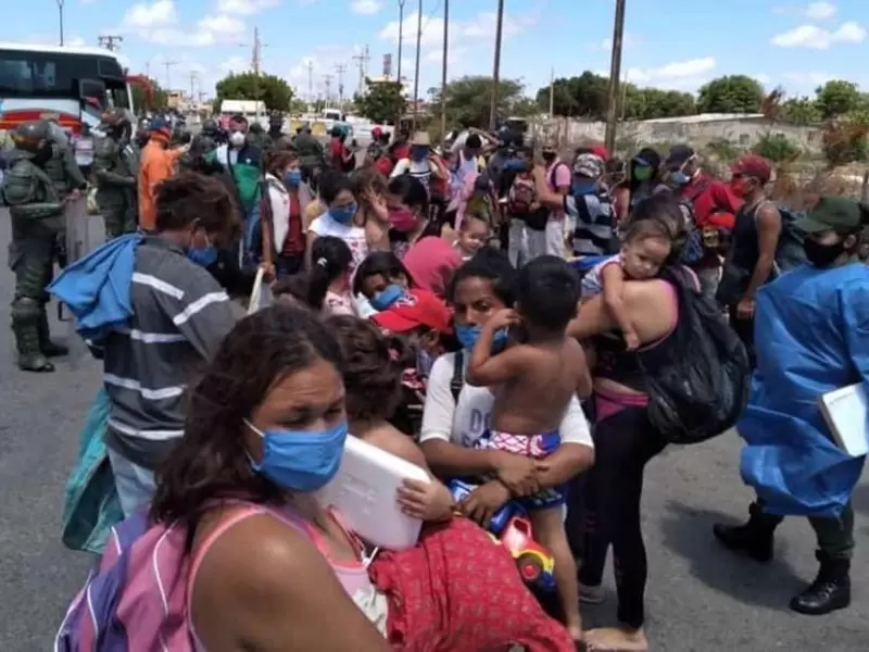 Migrantes venezolanos en la frontera