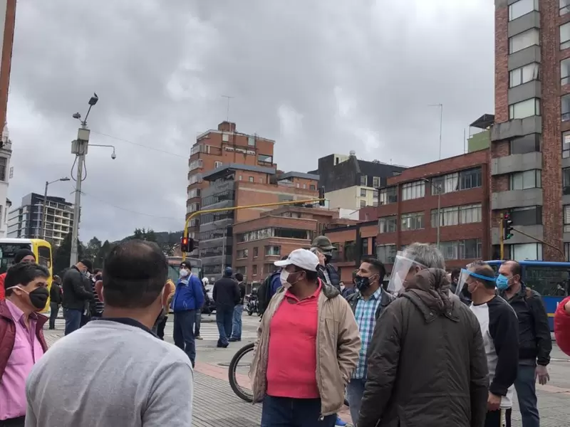 Protesta de conductores del Sitp en medio de cuarentena en Bogotá