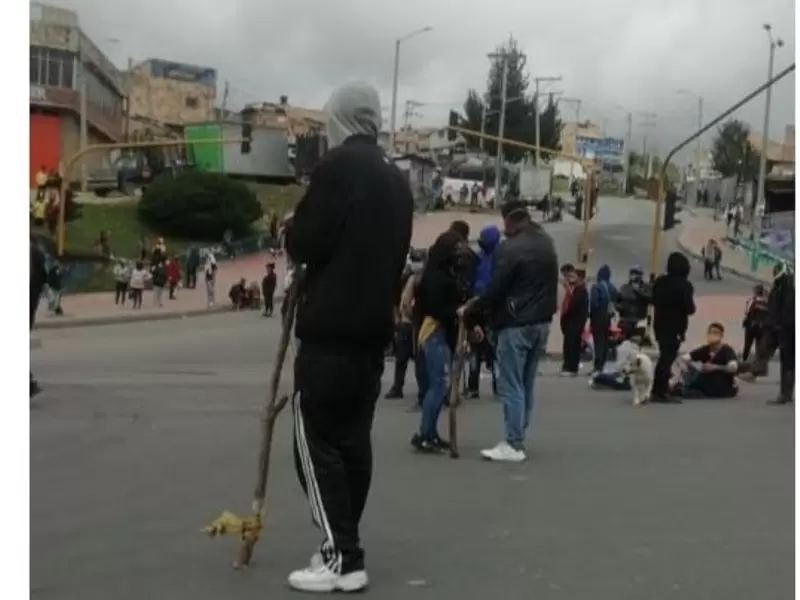 Protesta de habitantes en el sector de Usme, sur de Bogotá