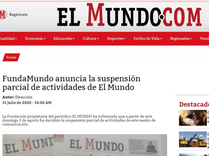 Periódico El Mundo de Medellín.
